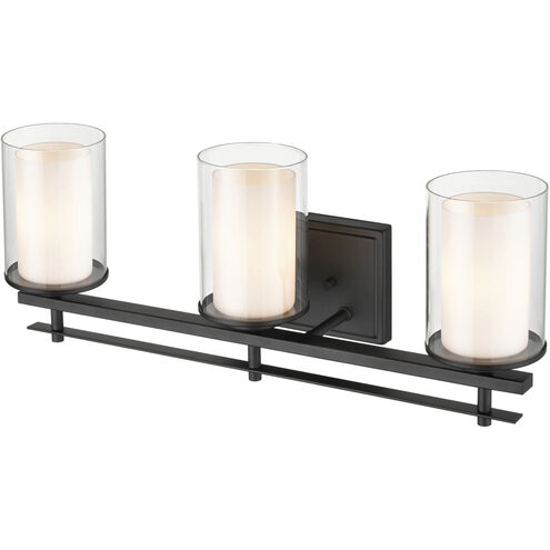 Huderson 3 Light 23 inch Matte Black Vanity Light Wall Light